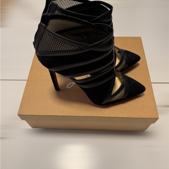 Christian Louboutin Black Mesh Stiletto Heels - Picture 2 of 9